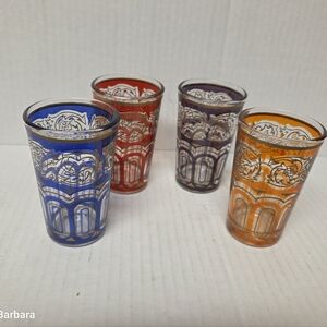 Vintage 4 Piece Turkish Gold Gilt Coffee Glasses